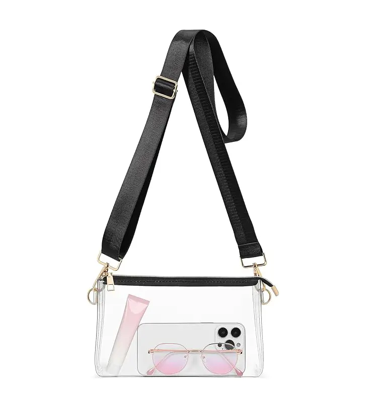 Women's Clear Crossbody Bag - Stadium-Approved, Security Check-Friendly, Lightweight Transparent Purse for Concerts, Sports Events