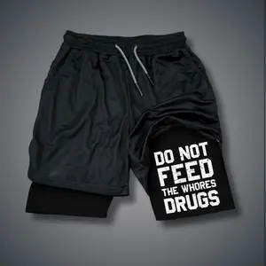 Sexy Clothing 80s 90s Double-Layer Sports Shorts Graphic Shorts Black Camo Streetwear Shorts Men Outfits Men Vacation Outfits Shorts