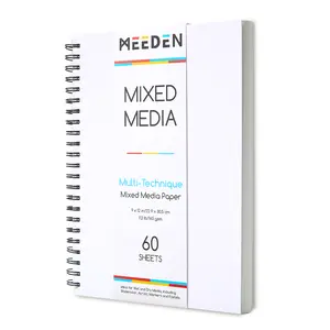 MEEDEN Mixed Media Paper Pad: 9" x 12" 112lb/165gsm Spiral Bound Mixed Media Sketchbook with DIY Cover - 60 Sheets Art Drawing Pad for Wet & Dry Media Watercolor, Acrylic, Markers, Pastels, Pencils
