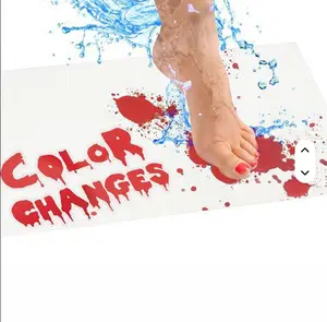 Halloween Bloody Color Changing Bath Mat Bathroom Floor Bath Non-slip Rugs Water Halloween Party Carpet 40*70cm Decoration Mats,Modern PVC Halloween Solid Style Bloody Footmat Color-Changing Bath Mat for Home Shower Use Decorative Spooky