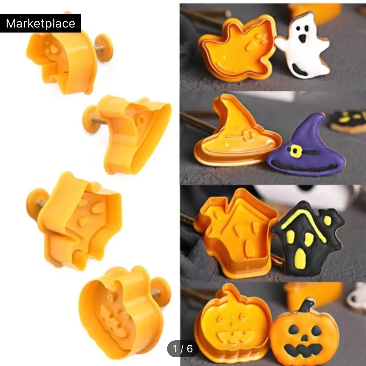 4pc Halloween plunger cutters for cookies/fondant/cake-pops