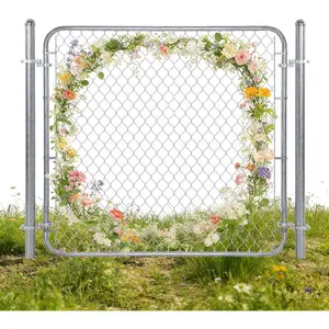 Adjustable Chain Link Fence Gate with 67" Posts 48" H x 24"-72" W, Galvanized Metal Outdoor Yard, Garden & Farm Gate Kit for Backyard, Dog Fence, Chicken Coop & Side Gates