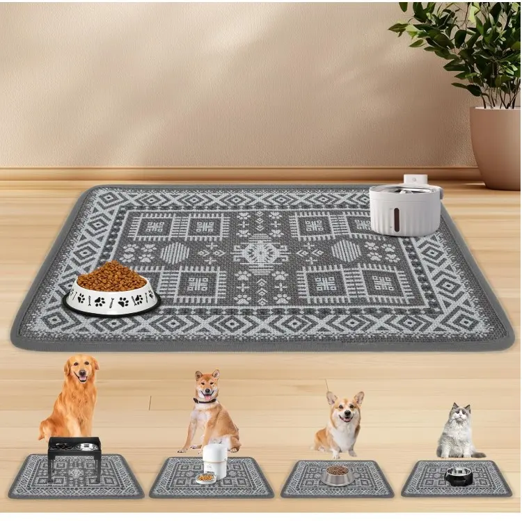Dog Food Mat, Absorbent Pet Cat Feeding Mat for Food and Water Bowls, Anti-Slip Dog Placemat for Floors Waterproof, Pet Supplies Accessories