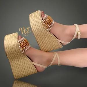 Sandalias Yute Colombianas con Perlas Bronce Women