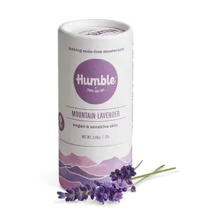 Humble Brands Vegan Mountain Lavender Aluminum-Free Deodorant 2.65oz 75g Plastic Free Long Lasting Scented Body Care