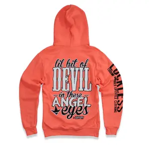Lil Bit of Devil in These Angel Eyes Coral Hoodie by Luckless Outfitters