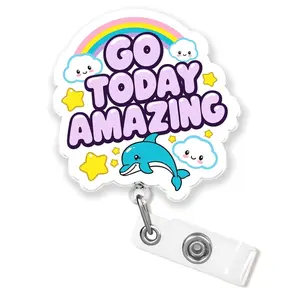 Go Today Amazing Motivational Badge Reel - Inspirational Retractable ID Holder Nurse Office Gift 99U