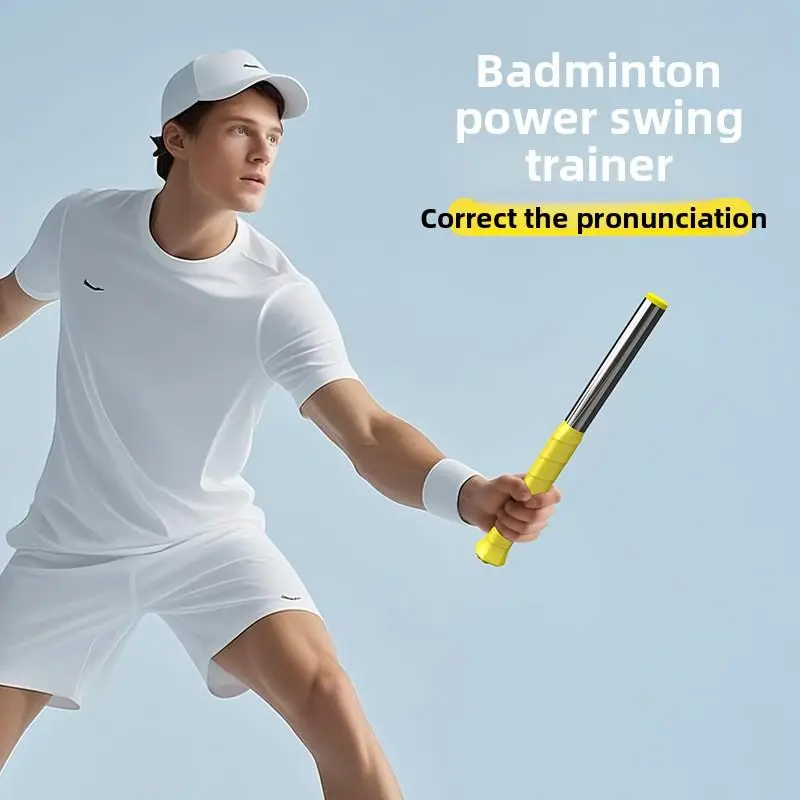 YuanGaiNian Adjustable Badminton Trainer with Magnetic Sound Feedback Correct Wrist & Finger Power for Smash Clear Backhand Training, Stainless Steel + TPE Portable Swing Trainer