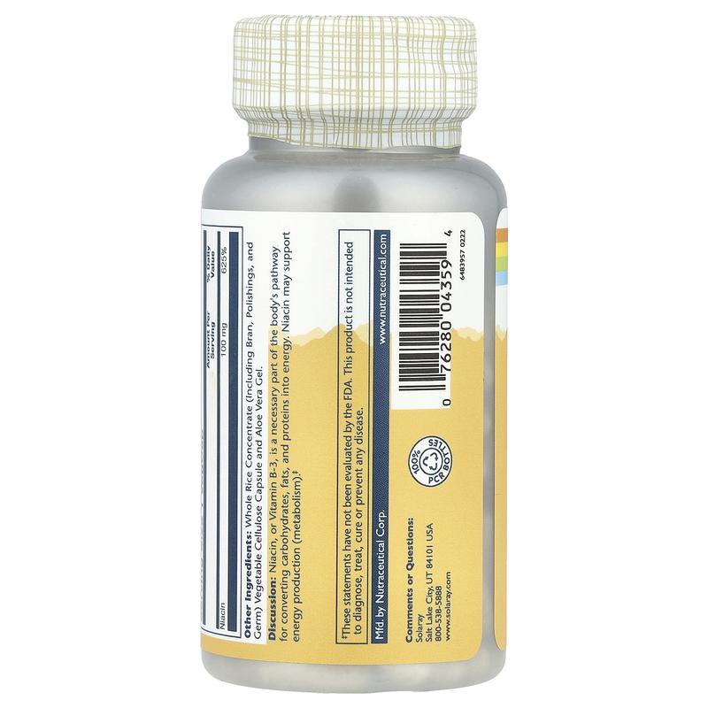 Solaray Niacin, 100 mg, 100 VegCaps