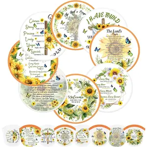 24 count Christian Church Sunflower Foldable Flying Disc Fans Handheld Cooling Fans Multi Role Round Fans for Outdoor  for Church Women Man Party Favors Decorations Portable, 8 Style