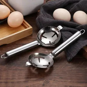 Egg Separator, Egg Yolk White Divider, Egg Filter Strainer, Kitchen Baking Tool, Cooking Gadget, Food-Grade Stainless Steel, Long Handle, Rust-Proof, Dishwasher Safe, Mess-Free, Baking Essential