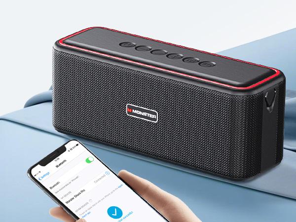 Monster Shock Pro Bluetooth Speaker with Strap, 80W Loud Speaker with Deep Bass, Portable Wireless Speakers with TWS, Long Playtime & Waterproof for Outdoors/Indoors, Supports AUX/TF Card/USB Audio Monster Shock Pro Bluetooth Speaker with Strap, 80W Loud Speaker with Deep Bass, Portable Wireless Speakers with TWS, Long Playtime & Waterproof for Outdoors/Indoors, Supports AUX/TF Card/USB Audio