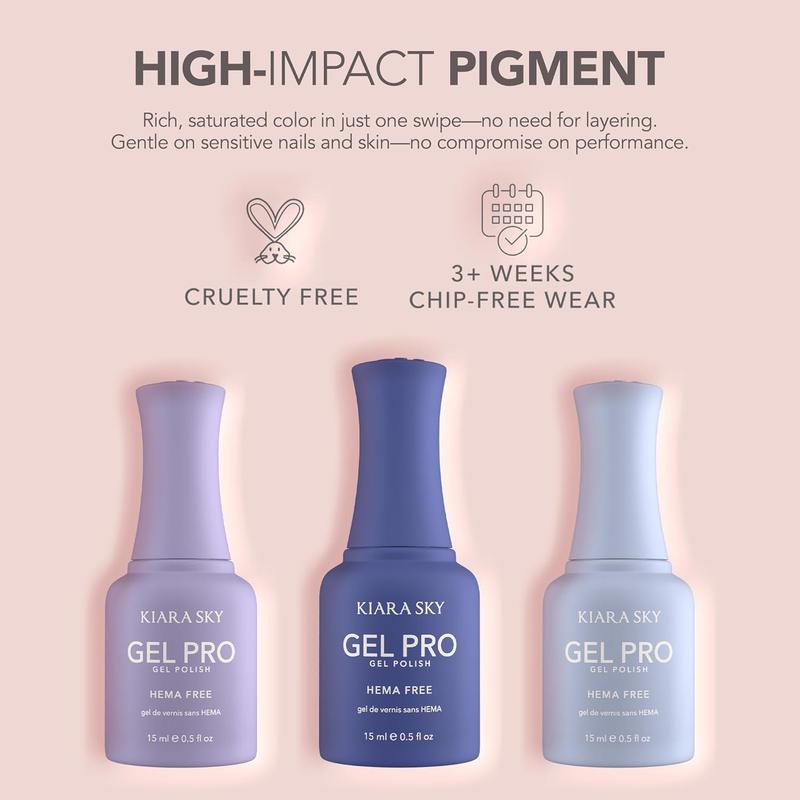 KIARA SKY Gel Pro HEMA-FREE Gel Polish Collection, 0.5 Fl Oz in each Bottle, 150 Colors
