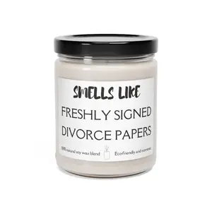Smells Like Freshly Signed Divorce Papers Candle Divorce Birthday Gift Funny 9oz