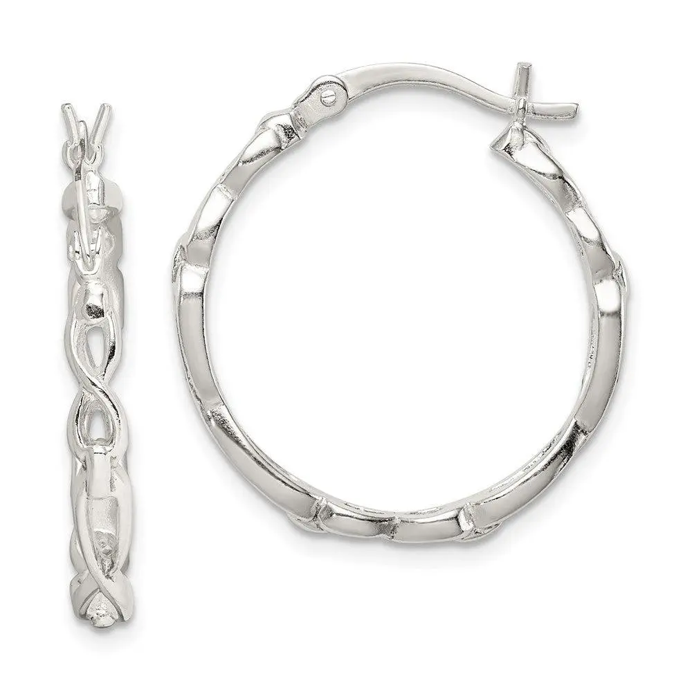 Sterling Silver Infinity Hoop Earrings 24mm Forever Gift Women