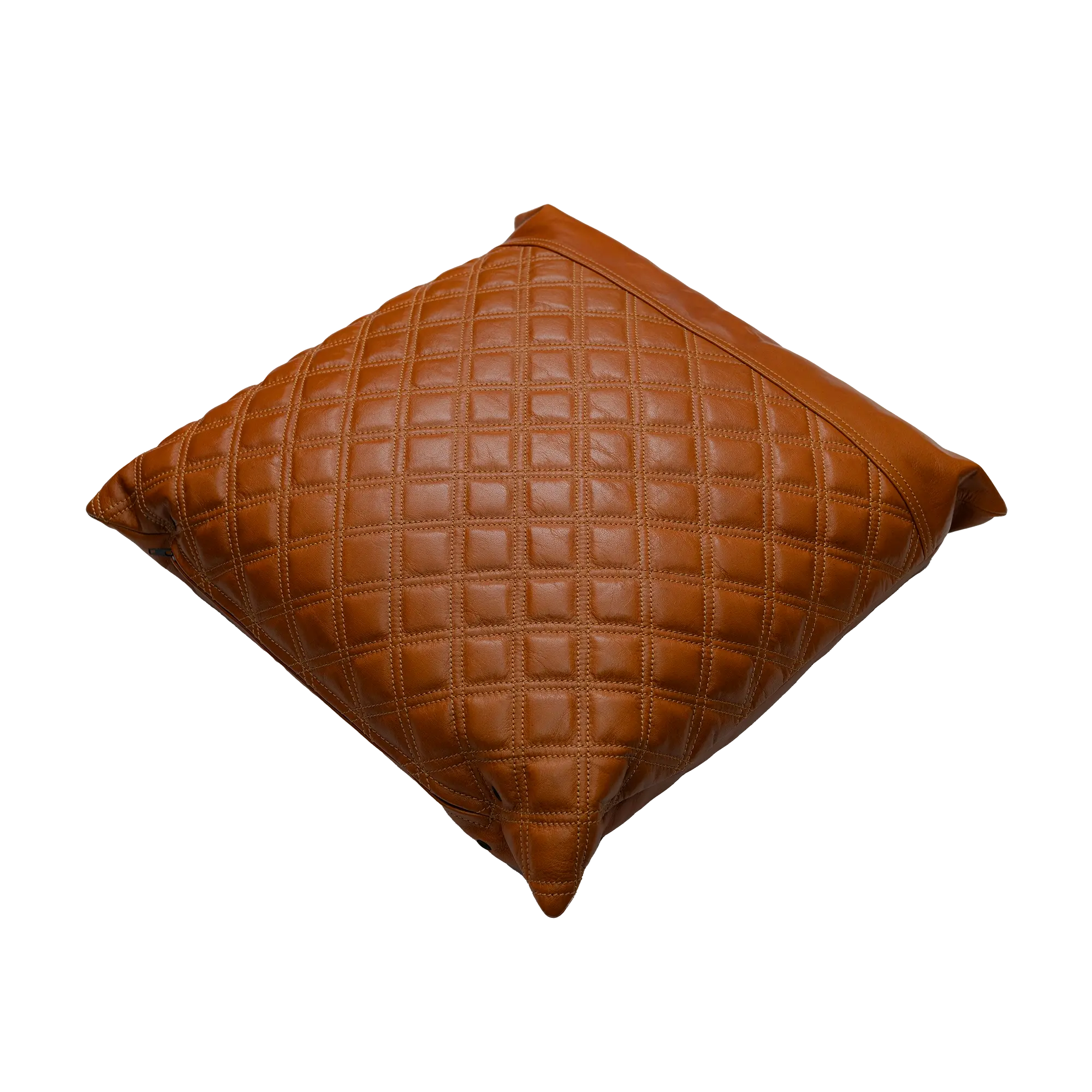 Genuine Leather Double Diamond Stitching Leather Throw Pillow