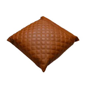 Genuine Leather Double Diamond Stitching Leather Throw Pillow