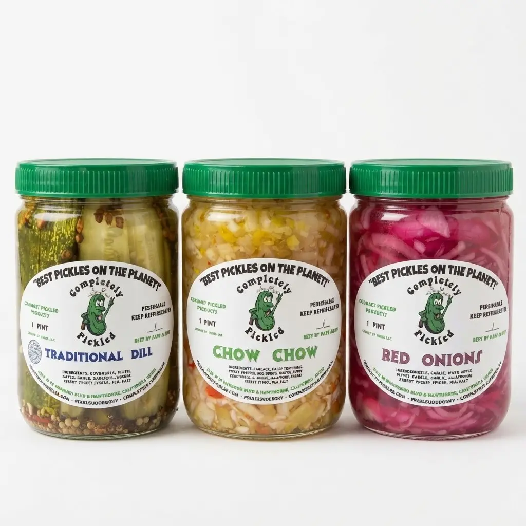 COMPLETELY PICKLED BBQ Box Bundle – Chow Chow, Red Onion & Traditional Dill Pickles with Green Tomato, Sweet Peppers & Garlic Food Meal
