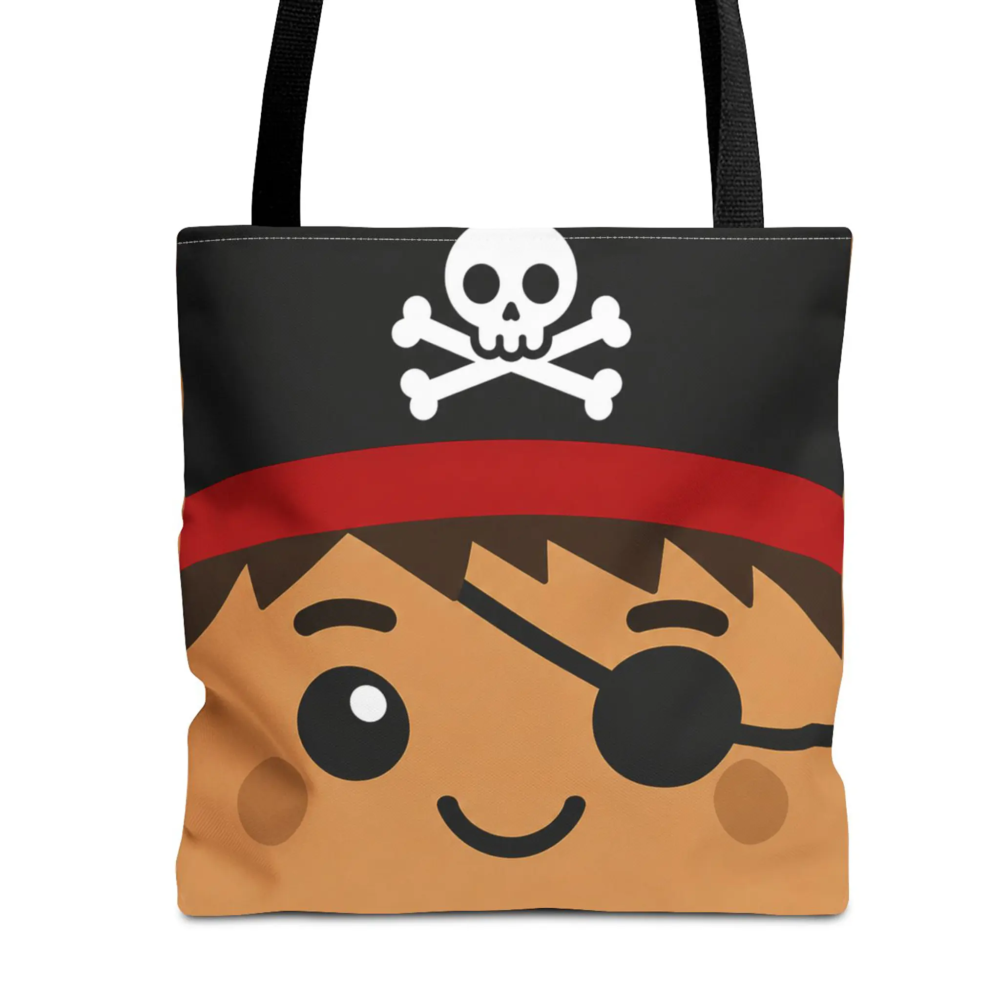 Large Cute Pirate Halloween Trick or Treat Bag for Kids – Candy Tote with Pirate Face Kawaii Pirate Cute Candy Bag