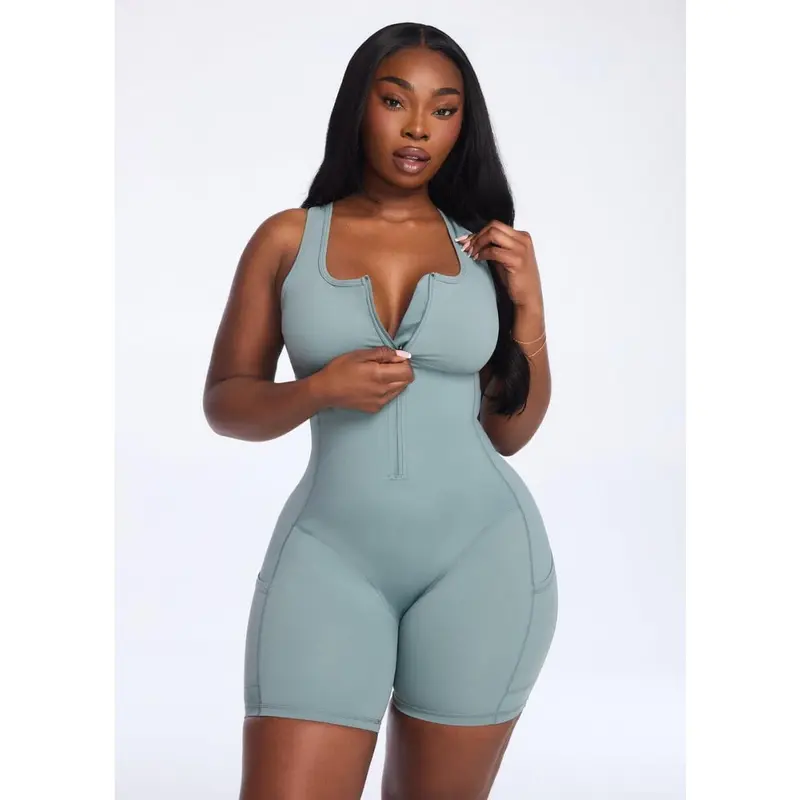 She's Waisted Women's High Waist Athletic SaunaSculpt Compression Romper Shapewear - Built-in Material Sauna Material Faja Jumpsuit, Fupa-Flattening, Shockproof, Slimming for Running & Active Lifestyles