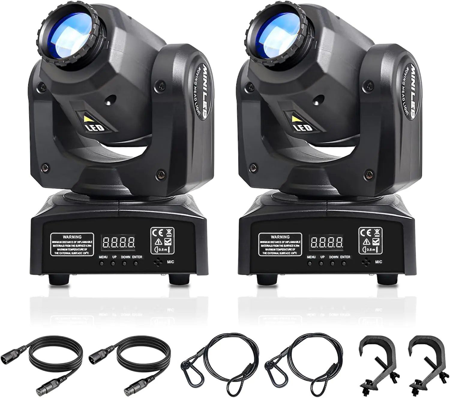 METYONLASER 2-Pack 30W Mini LED Moving Head GOBO Stage Lights - 8 Gobos, DMX Control, Sound Sync, Color Changing, Blinking, ABS Plastic - DJ Spotlight for Wedding, Home Improvement & Commercial Lighting