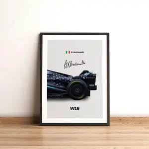 Andrea Kimi Antonelli Racing Car Poster - Artistic Recycled Cotton Artwork for Room Wall Decor