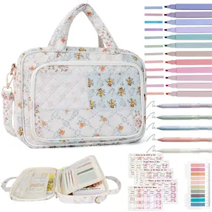 Bible Cover Case for Women Large Bible Cover with Durable Handle Quilted Bible Carrying Case for Girls Bible Study Supplies Accessories, Mother Day, Christmas Christian Gifts for Women, Stationery Organizer