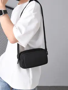 1pc  Men's crossbody bag, solid color shoulder bag, zipper closure, fashionable, versatile, casual, simple, suitable for students' travel, work, commuting, shopping, dining, men's crossbody bag, Sling Bag, Everyday Crossbody Bag, Zippered Sling Bag