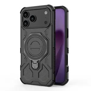 For iPhone 17 Pro Max Case Magnetic, [MagSafe] Stand Ring Kickstand, Military Grade Drop Proof, Rugged Shockproof Non-Slip Bumper, Black