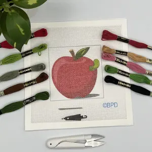 Apple with a Worm Needlepoint Kit