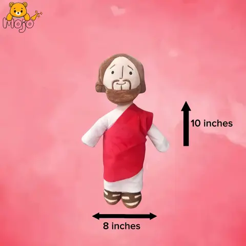 Jesus Plush Toy Huggable Stuffed Pillow, Baptism Red Doll Stuffers for Children, Savior Toy for Kids, Church & Sunday School, Religious Plushie Gift, Durable Soft Fluffy 10-inch Jesus Stuffy, Stuffed Toys for Adults, My First Addiction Toys