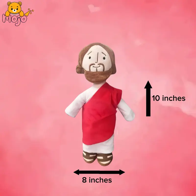 Jesus Plush Toy Huggable Stuffed Pillow, Baptism Red Doll Stuffers for Children, Savior Toy for Kids, Church & Sunday School, Religious Plushie Gift, Durable Soft Fluffy 10-inch Jesus Stuffy, Stuffed Toys for Adults, My First Addiction Toys