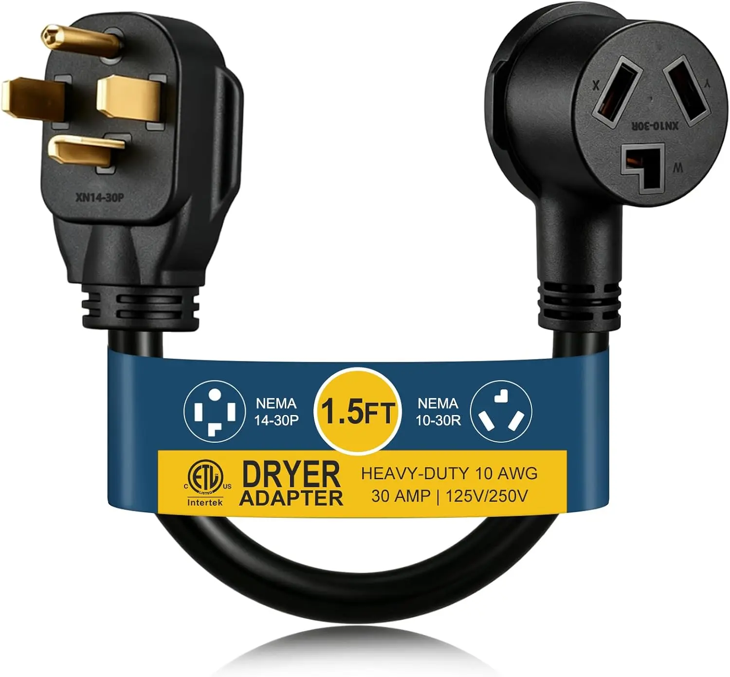 4 Prong 3 Prong Dryer Adapter, NEMA 14-30P Male 10-30R Female | Clothes Dryer Converter Cord, 30 Amp 250V Heavy Duty,Connects Older Dryer New Home Outlet, ETL Listed
