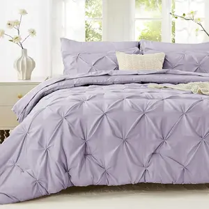 Twin Comforter, 5-a Bag, Pintuck for, Includes Comforter, Flat Sheet, Sheet, Pillowcase and Pillowsham, Lavender