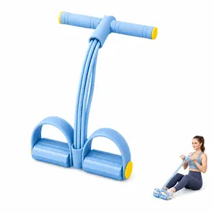 Pedal Resistance Band Trainer with 6 Tubes, Portable Foot Pedal Exercise Accessory for Home Stretching, Sit-ups and Daily Exercise