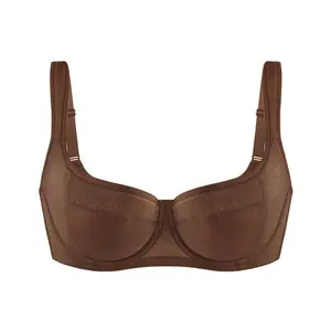 Starry Night Plus Size 4mm Lightly Padded Balconette Bra Underwire Lifting Support Glass Shimmer Fabric Enhanced 0.5-1 Cup Size U Shaped Back Smoothing Wider Padded Straps Sexy Demi Low Cut Natural Push Up for Big Bust Women