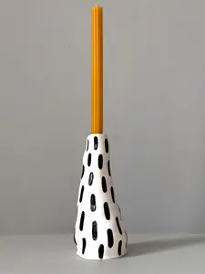 Series 1: Black-ticked White Clay Candle Holder