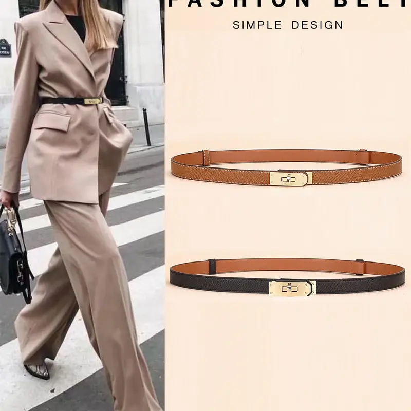 2pcs Women's Faux Leather Fashion Belt Set, Casual Dress Belt with Buckle, Adjustable Buckle Design, Versatile Accessory for Dresses & Denim Jeans, Belts for Dresses, Perfect Fit for Everyday Wear