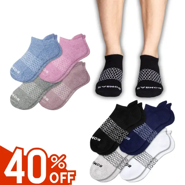 [BOMBAS] 2,3,5 Pack Ankle Socks for Women, Men | Multi Colors Unisex Running Socks, Seamless Toe, Compression Socks | Comfortable & Stylish Socks Tri-Block Design