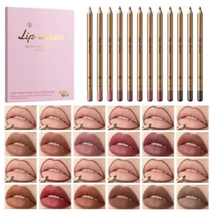YOUNG VISION Wooden Handle Lip Liner Set Smooth Pigmented Long-lasting Multi-colors for All Lip Makeup Looks Ideal for Beginners