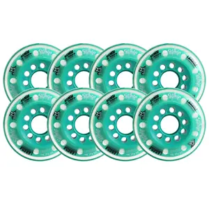Labeda Whips Roller Hockey Wheels - Teal X-Soft 80mm - 8-Pack with Evo Spacers