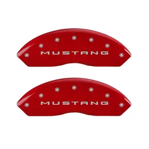 MGP 4 Caliper Covers Engraved Front 2015/Mustang Engraved Rear 2015/Bar & Pony Red finish silver
