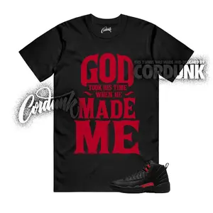 AJ12 Bloodline Black Red Matching T Shirt, God Made Me Graphic Shirt, 90s Hip Hop Tee, Gift For Women and Man, Unisex T-Shirt, Sneaker Head Gift