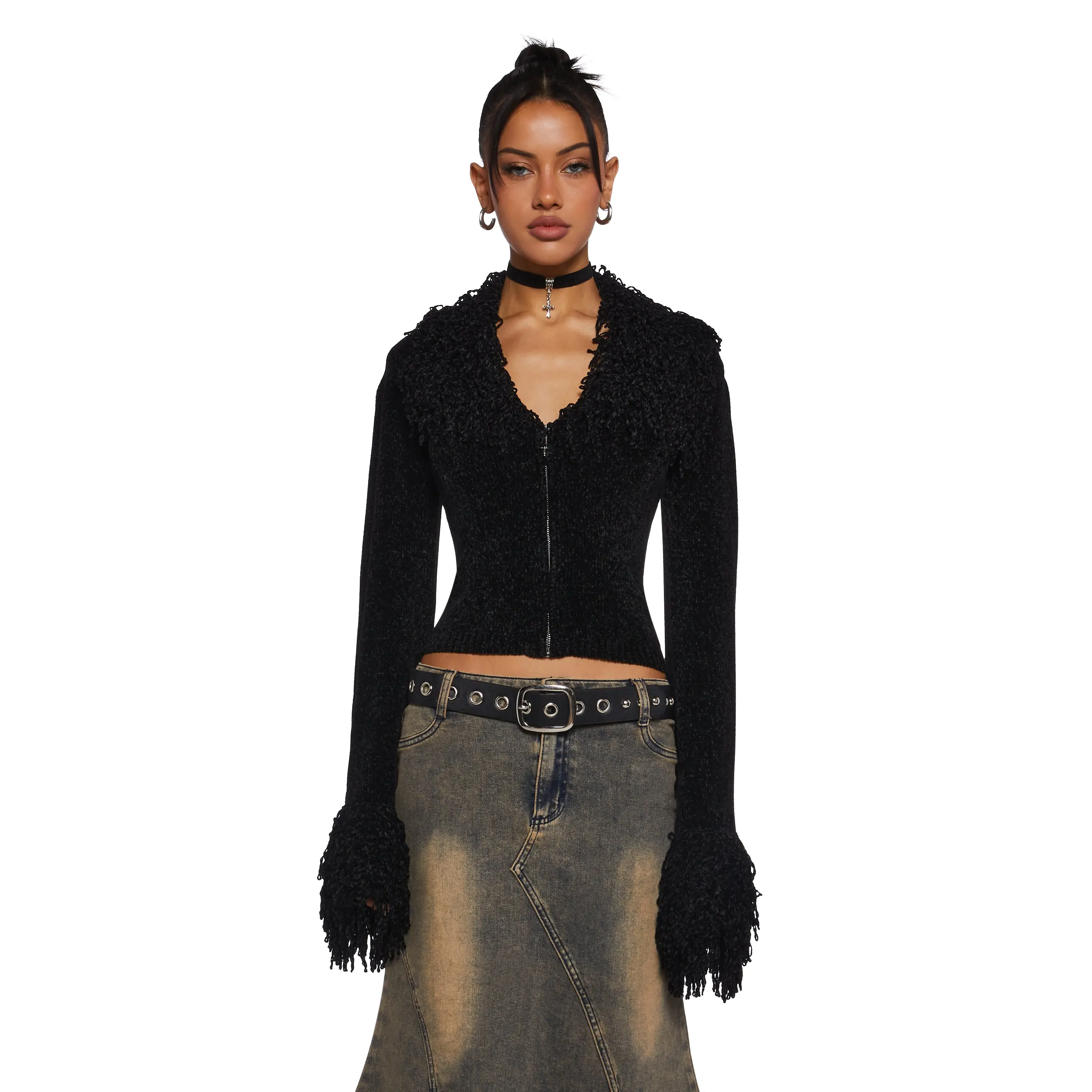 Positive Vibes Only Chenille Sweater Top