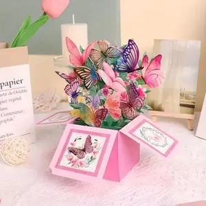 Butterfly Pop Up Greeting Card with Envelope, 1 Count Creative Romantic Greeting Card, Unique Gift for Special Occasions, Birthday Gift, Anniversary Gift, Custom Message Card