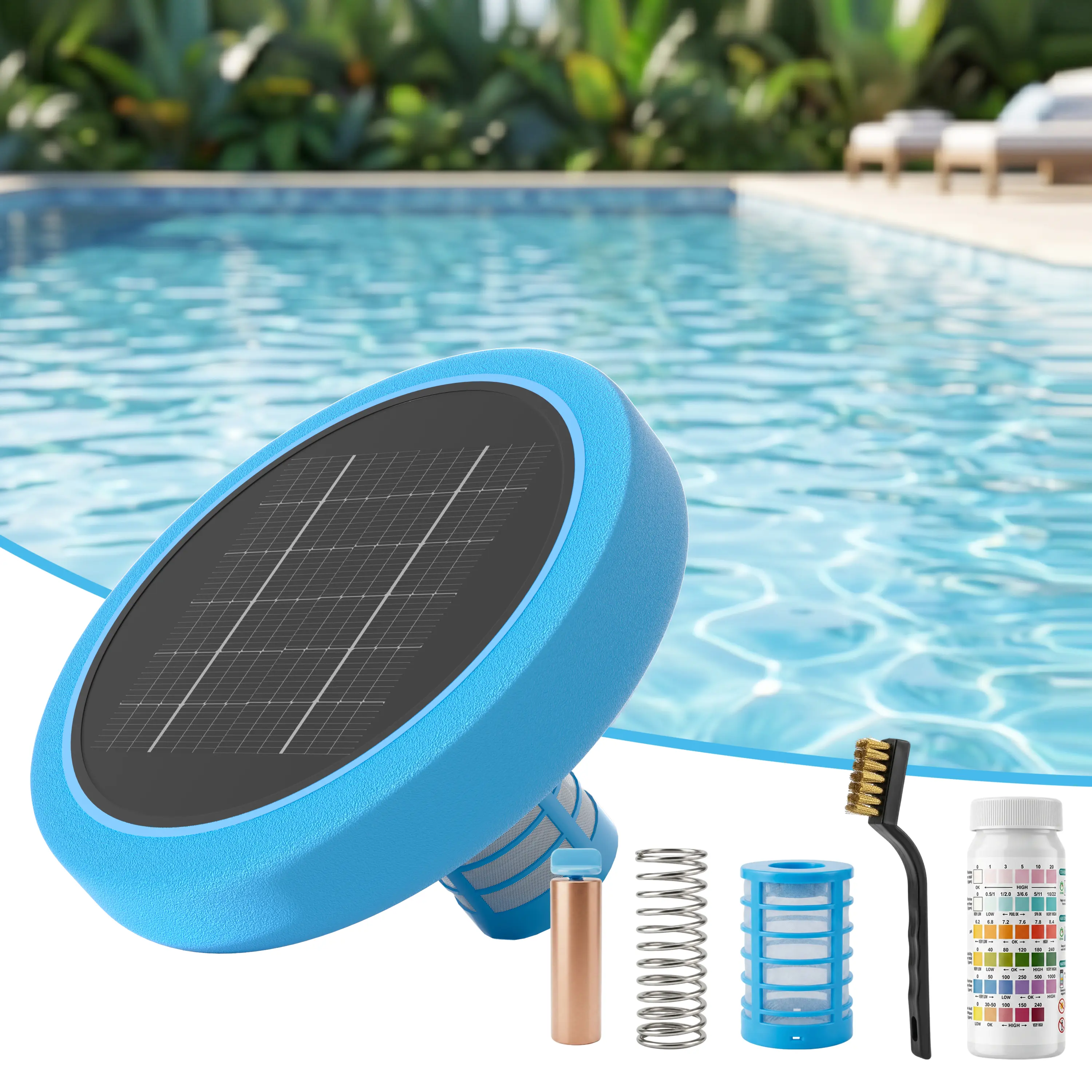Copper-Powered Solar Pool Ionizer with Copper Parts - Solar Water Treatment System for Above Ground, Inground Pools Up to 30,000 Gal