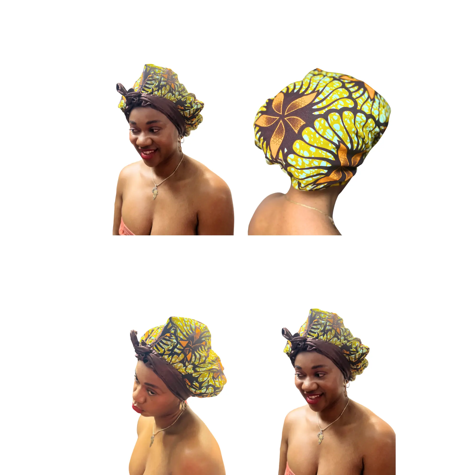 African Ankara Decorative Bonnets - Floral Silk Satin Cotton Blend Hair Protection Caps with Satin Lining for Women & Nurses - Vibrant Geometric & Floral Print Hair Care Accessories