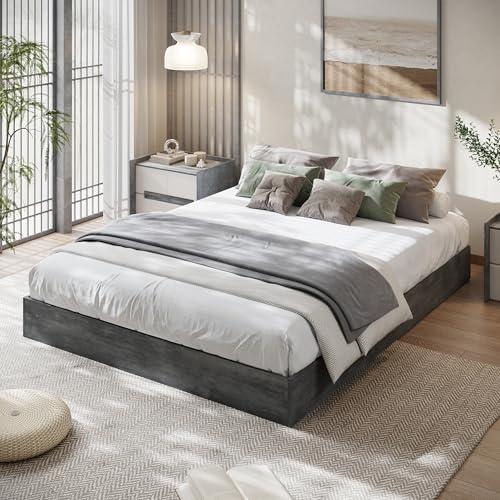 GAOMON California King Wood Platform Bed Frame, Wooden Bed Frame No Headboard, Wood Slat Support, No Box Spring Needed, Easy Assembly