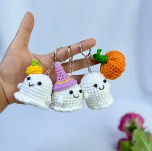Crochet Cute Haloween Ghost, Crochet Ghost Keychain, Witch keychain, Pumpkin Crochet, Haloween Gift, Cute Gift, Fun Keyring.