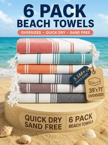 LANE LINEN Lightweight Soft Modern Flat-Weave XL Beach Towel (39"x71") - 2026 Summer, Breathable, Quick Dry, Sand-Free, Pre-Washed, 70% Cotton, 40+ Designs, Multi-Pack Option, for Pool & Travel, Lightweight Soft Towel, Beach Necessities, Blend Beach Towel